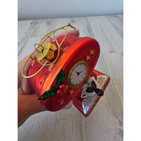 Expresso coffee machine glass ornament red glitter Xmas tree - Picture 9 of 9